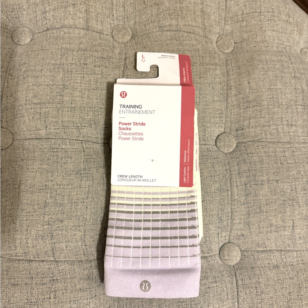 NWT✨Lululemon Power Stride Crew Socks Reflective Lavender Frost Small Retail $28 - Picture 4 of 5